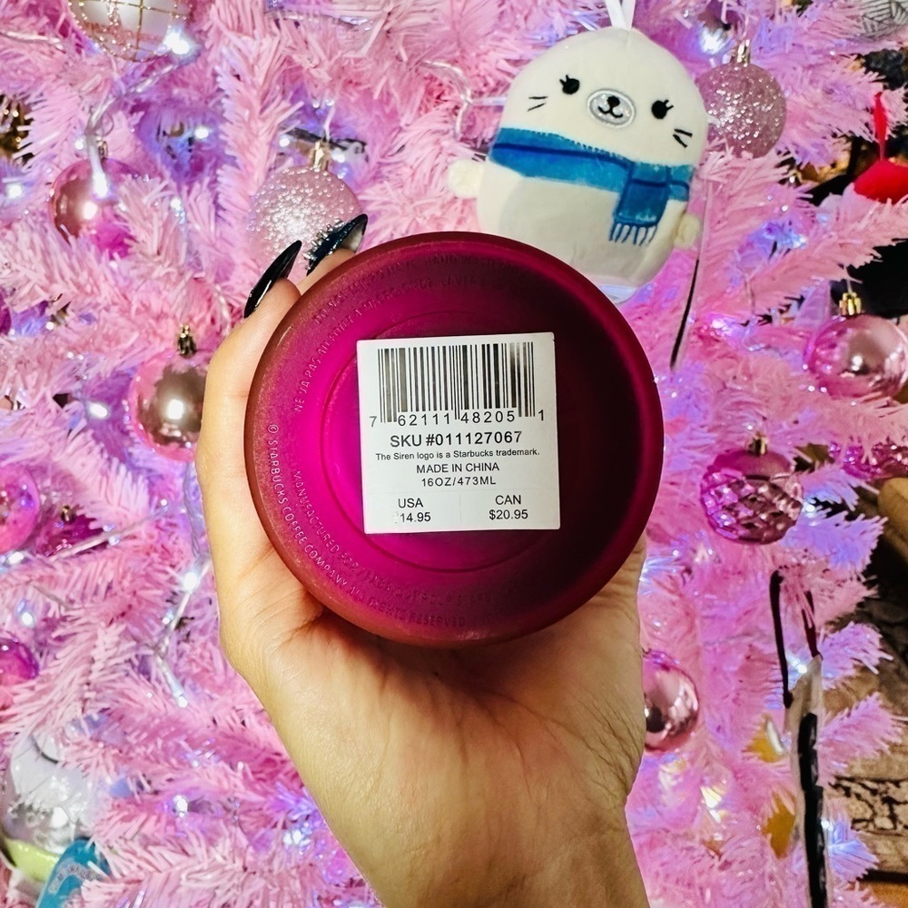 NWT Starbucks hot pink holiday 2023 tumbler 16 Oz - Picture 2 of 5